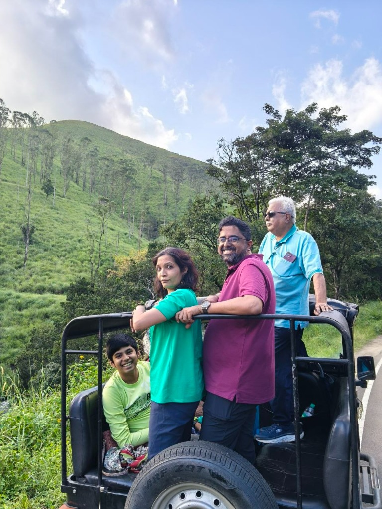 Family enjoying private open jeep safari in Gavi forest